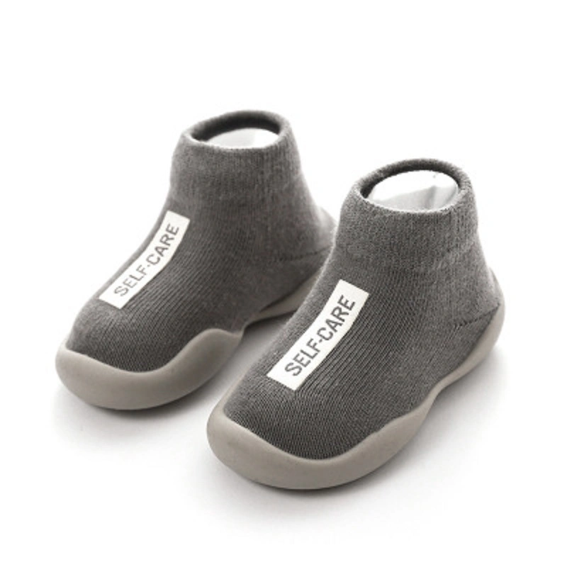 Newborn Toddler Baby Girls Boys Solid Rubber Sole Socks, Anti-Slip Winter Warm Baby Walking Shoes Slippers Esg13471