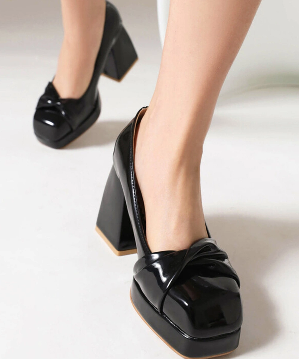 a Variety of Wear Single Women 2024 New Patent Leather Thick Heel - Word with High Heels Vintage Mary Jane Shoes