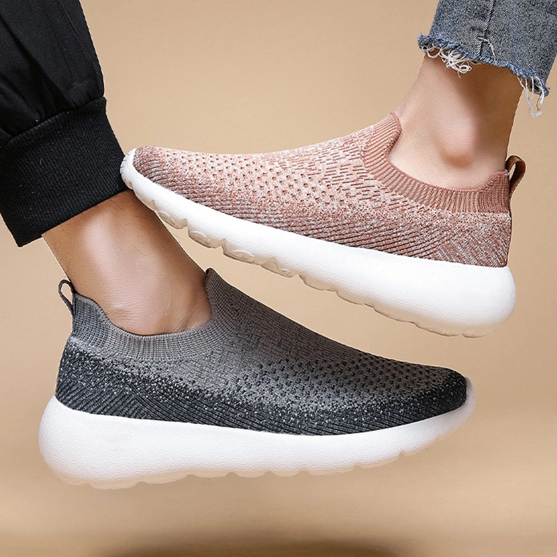 Fashion Walking Style Men Flat Fly Knit Trendy Shoes Casual Slip on Loafer Boat Shoes