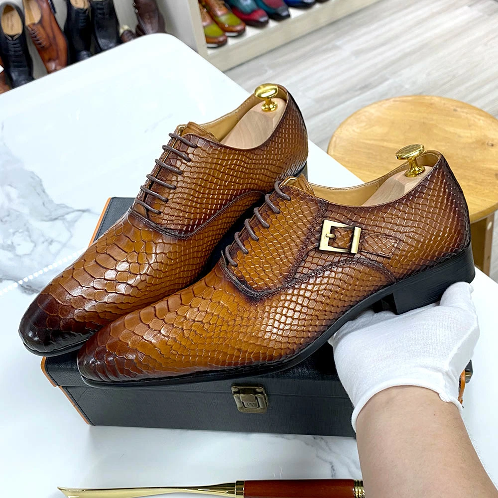 Goodyear Welt Men Dress Shoes Italian Leather High Quality Python Skin Mens Dress Leather Shoes Custom Formal Shoes for Men