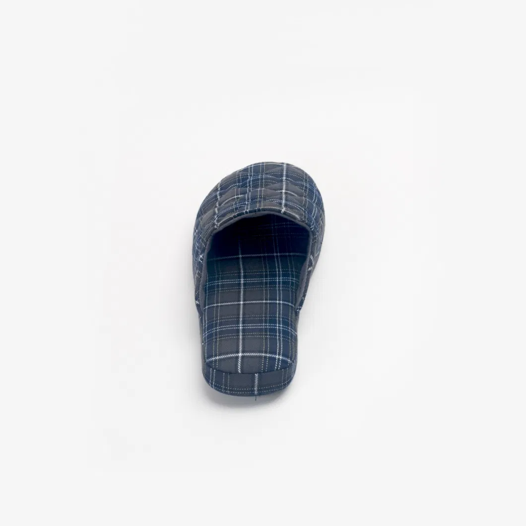 Italian Style Checks Tartan Indoor Mule Flat Scuff Foxing Male Slippers 3A336-3