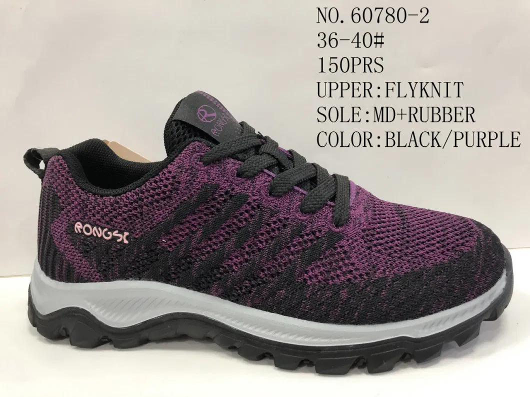 Lady Healthy Flyknit Upper Soft Comfortable Walking Sport Stock Shoes