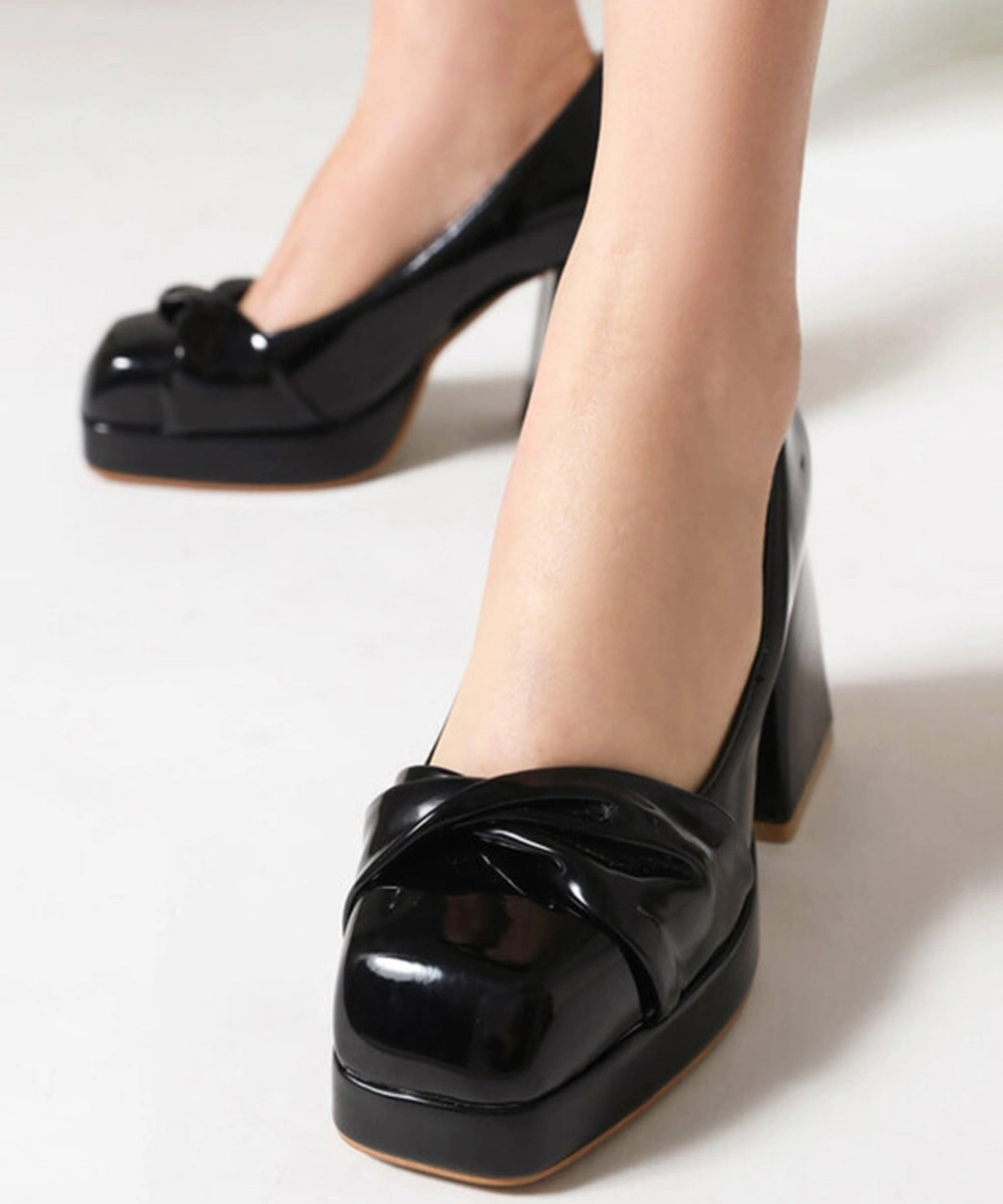 a Variety of Wear Single Women 2024 New Patent Leather Thick Heel - Word with High Heels Vintage Mary Jane Shoes