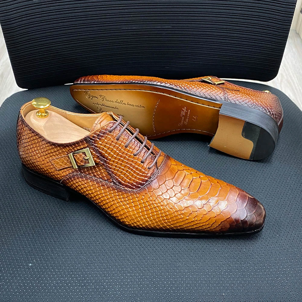 Goodyear Welt Men Dress Shoes Italian Leather High Quality Python Skin Mens Dress Leather Shoes Custom Formal Shoes for Men