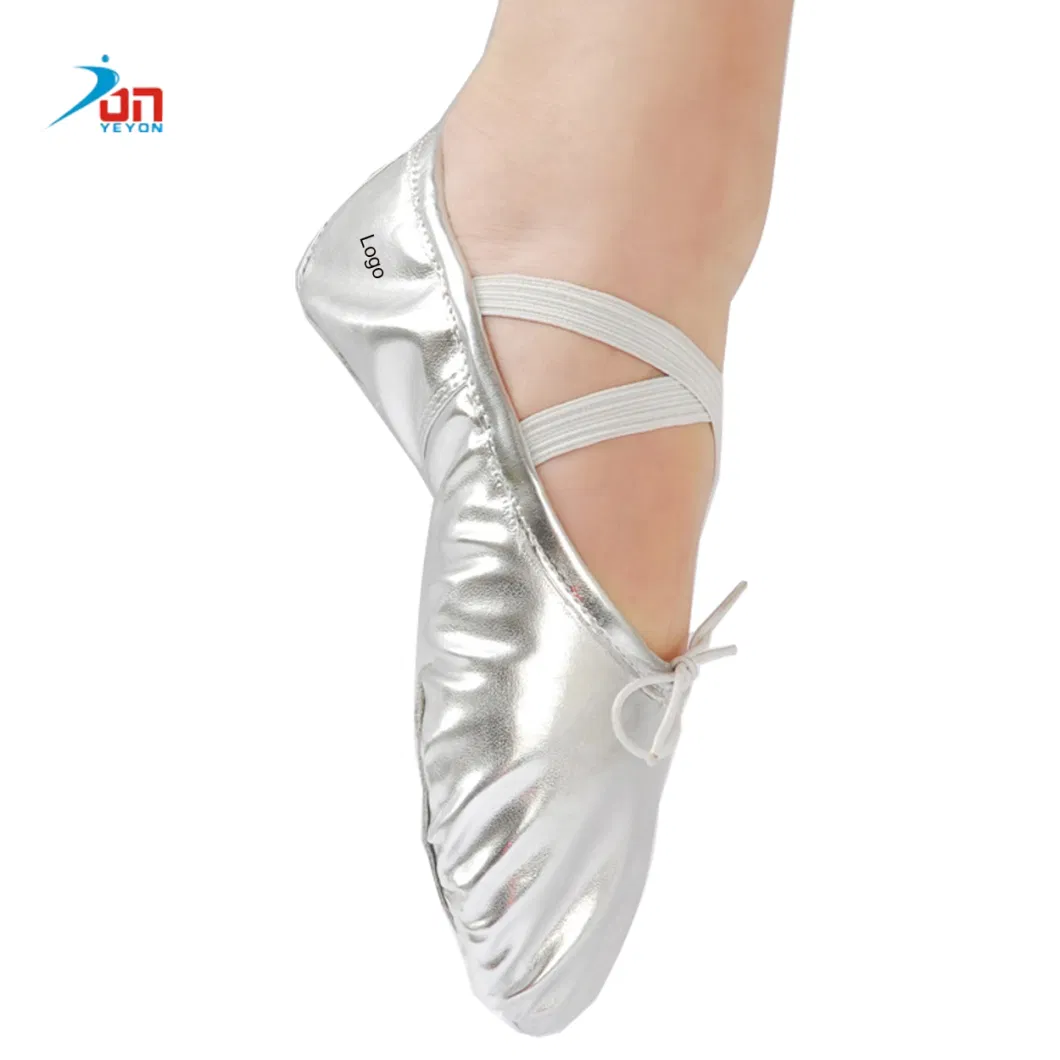 Kids Dance Performance Wear Colorful Shiny Sequins PU Leather Girls Ballet Shoes