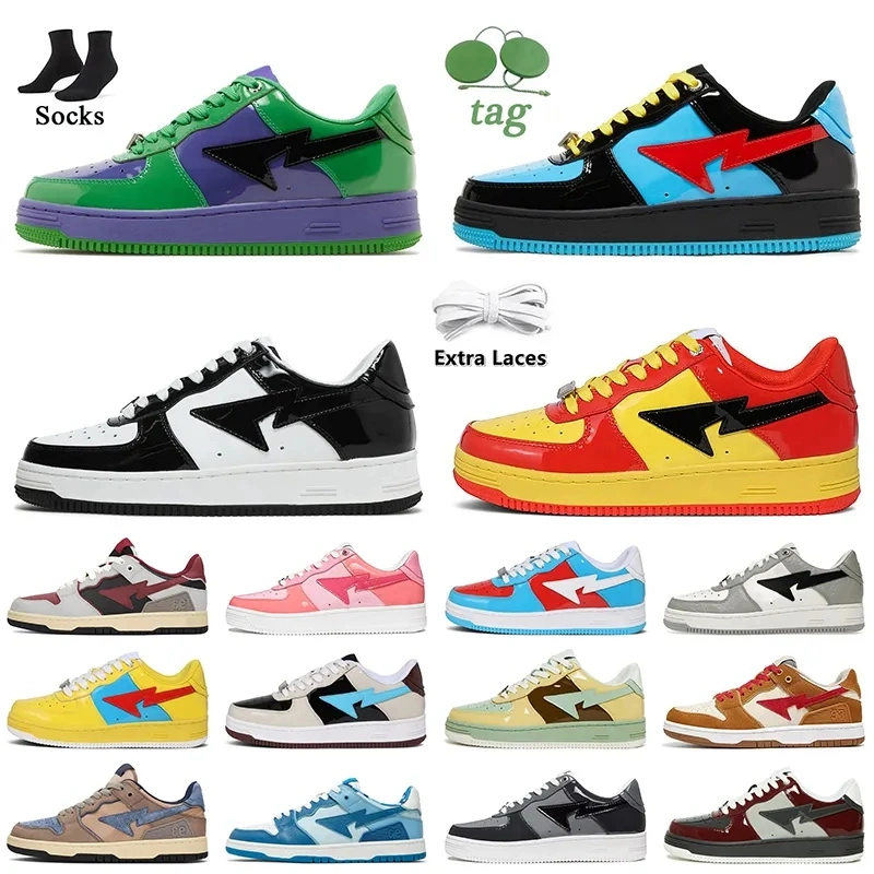 Shoes Womens Mens Shoe Patent Leather Black Color Camo Combo Pink Camos Blue Grey Orange Green with Socks Sneakers