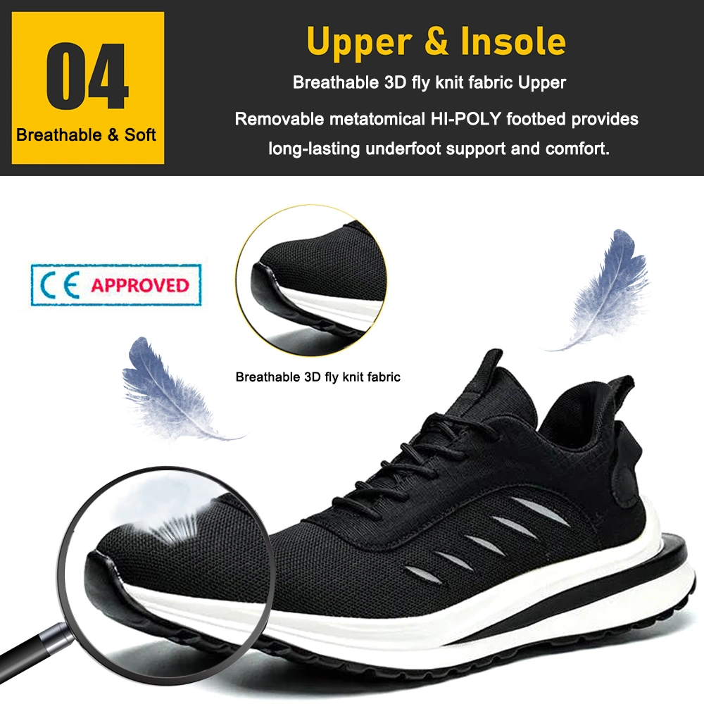 Oil Slip Resistance PU Sole Steel Toe Fashion Safety Shoes Sporty