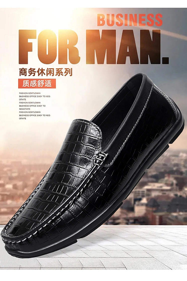 Zonxancrocodile Pattern Men&prime; S Shoes New Cross-Border Large Men&prime; S Small Leather Shoes Lazy People Pedal Driving Doudou Shoes