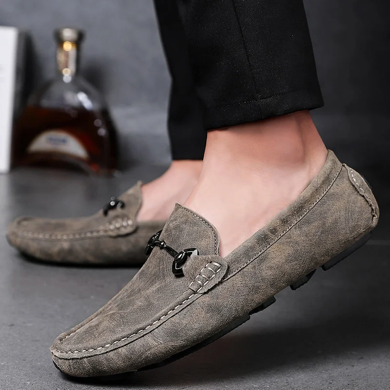 High Quality Male Boat Shoes Casual Flat Shoes Genuine Leather Soft Sole Fashion Slip-on Loafers Comfrtable Driving Shoes Foe Men