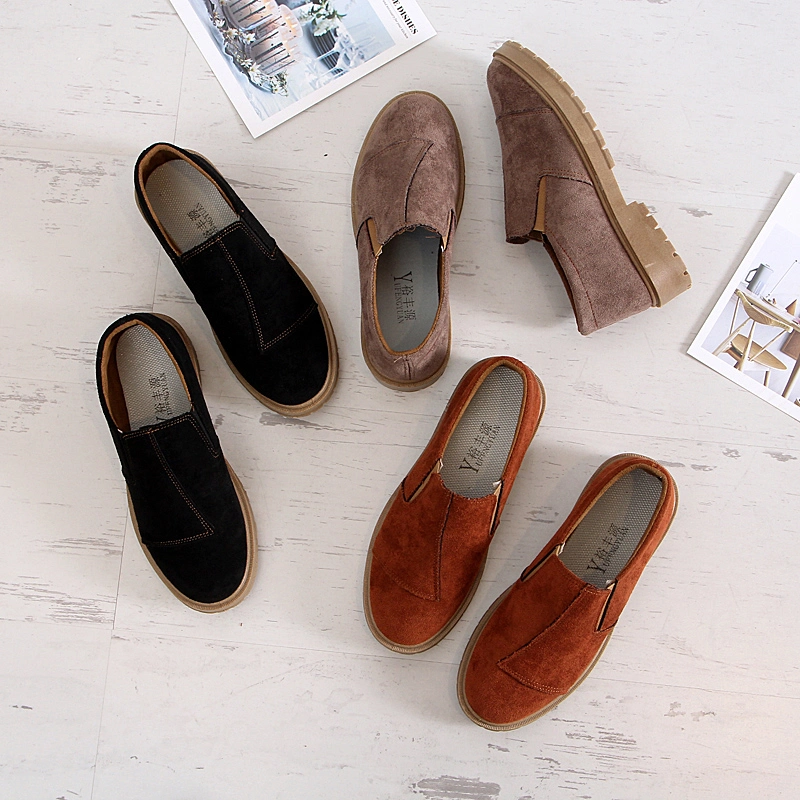 New Autumn Flat Shallow Mouth Suede Casual Outdoor Brand Single Shoes Loafers