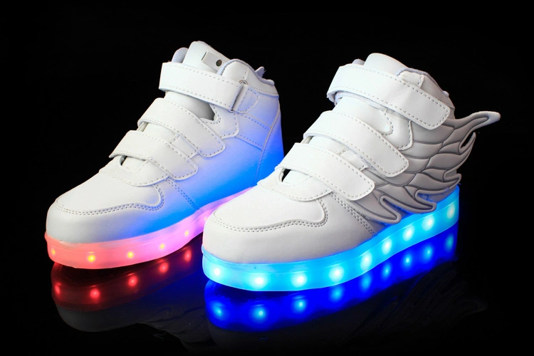 Fashion Kids Casual Shoes PU Leather USB LED Lights Shoes