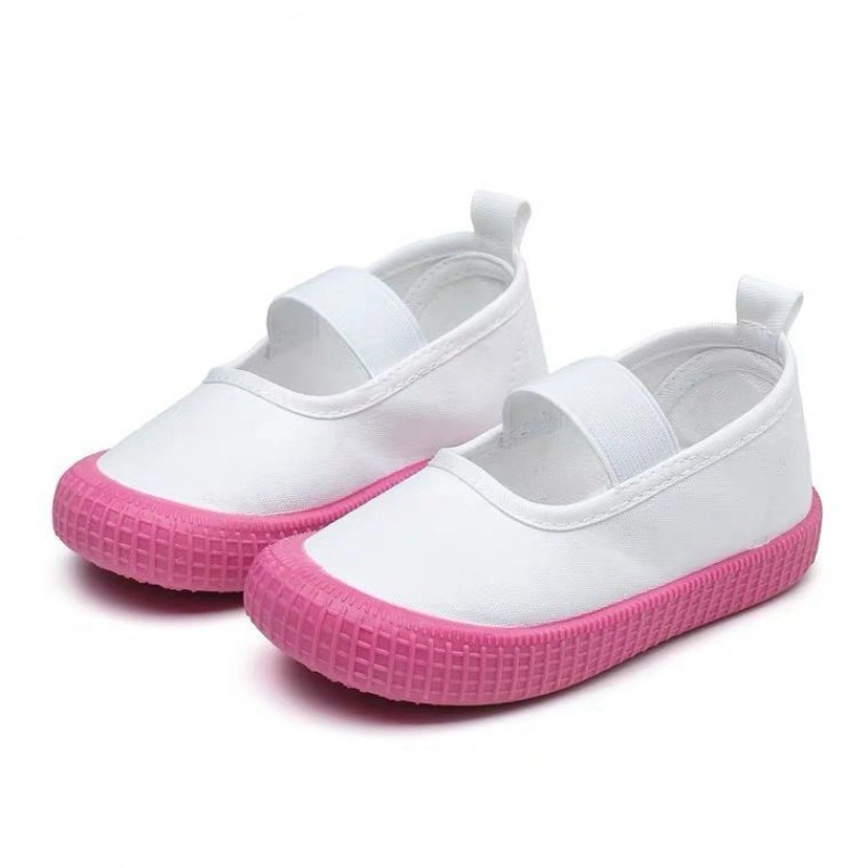 Children Four Seasons Canvas Shoes Soft Soled Floral Girls Shoes Elastic Kindergarten Dance Small White Shoes Baby Walking Shoes