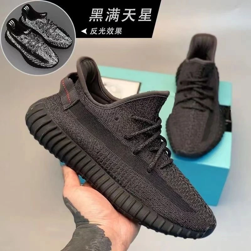 Wholesale Original Sneakers Black Reflective Womens Casual 350 Tennis Men Shoes 350 V2 Retro Basketball Walking Style Designer Shoe