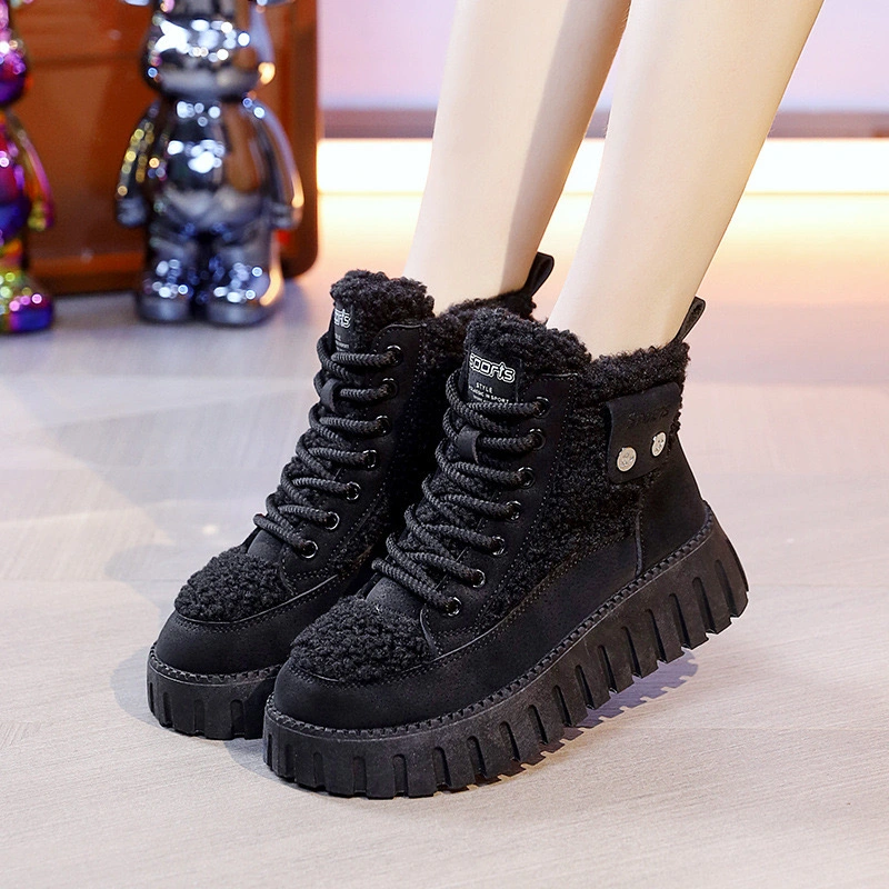 Wholesale Womens Sneakers Shoes Hiking Boots Shoes for Winter Plush Shoes with High Heels Sports Shoes Youth Gothic Shoes