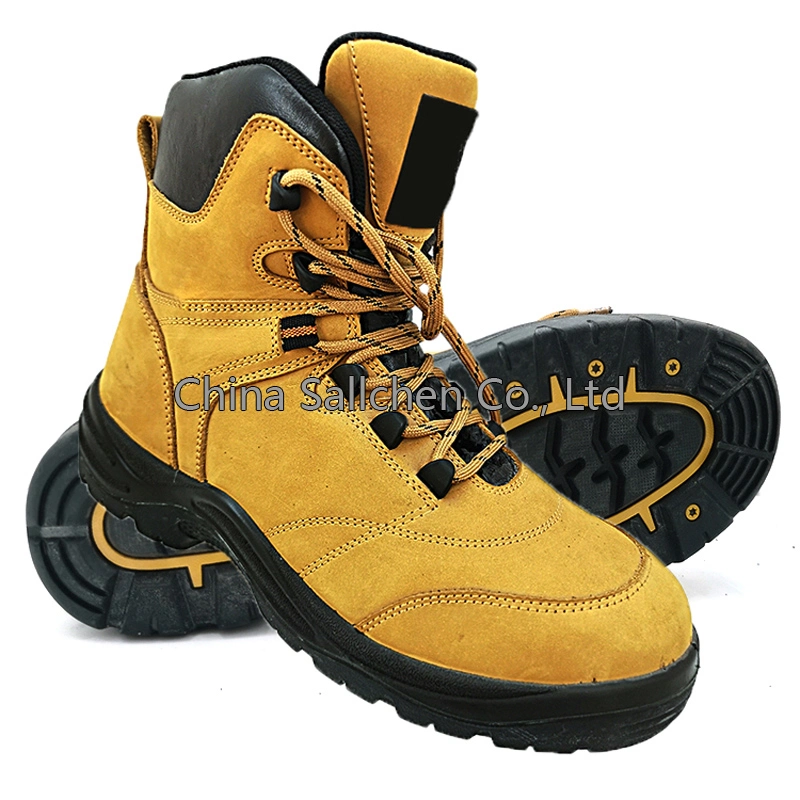 Middle Cut Men Steel Toe Suede Leather Safety Shoes