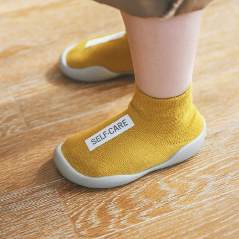 Newborn Toddler Baby Girls Boys Solid Rubber Sole Socks, Anti-Slip Winter Warm Baby Walking Shoes Slippers Esg13471