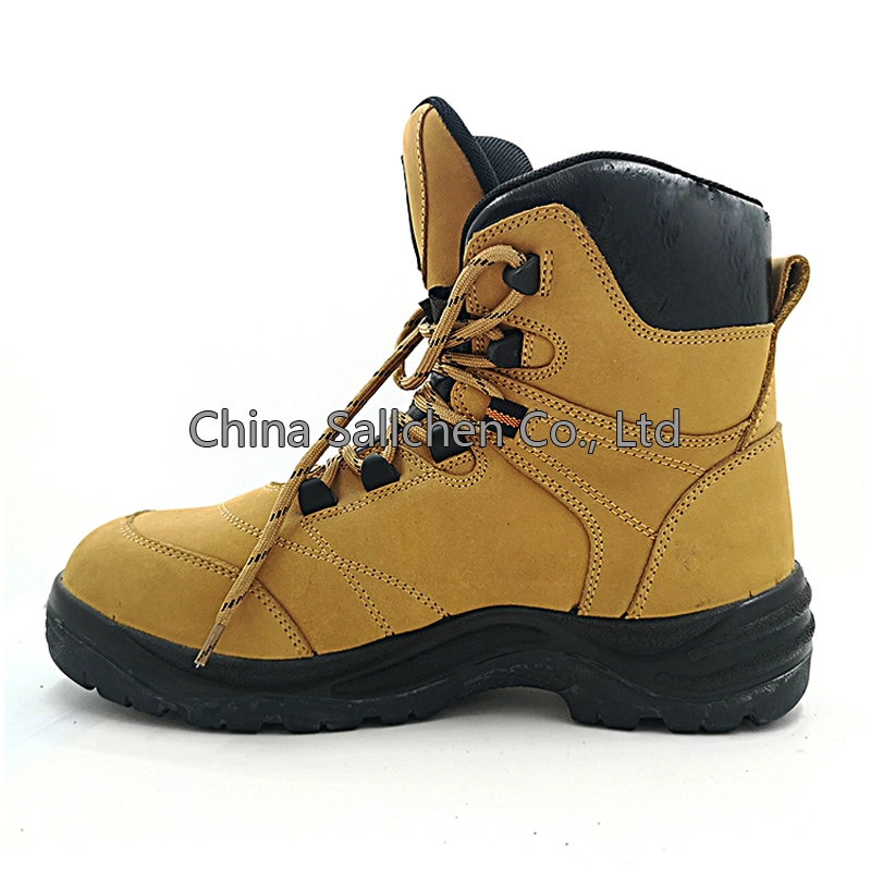 Middle Cut Men Steel Toe Suede Leather Safety Shoes