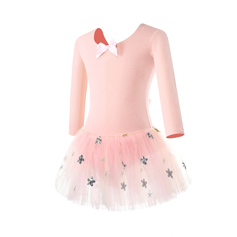 Children Training Ballet Pompadour Girls Kids Dance Bodysuit Skirt Dress Gym Wear