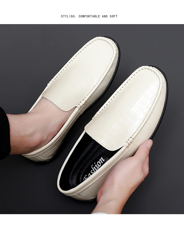 Zonxancrocodile Pattern Men&prime; S Shoes New Cross-Border Large Men&prime; S Small Leather Shoes Lazy People Pedal Driving Doudou Shoes