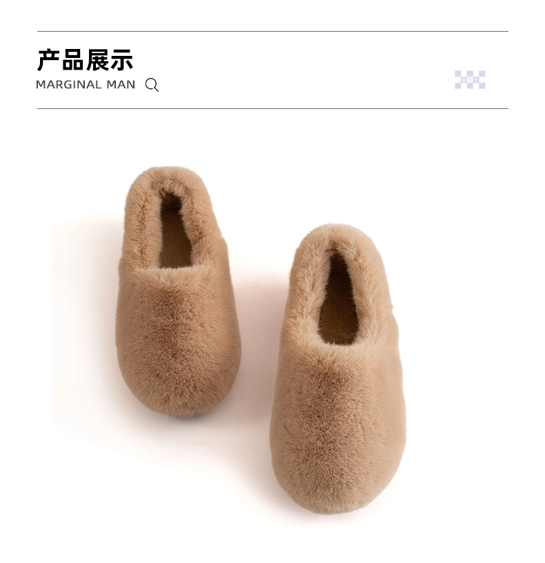 Winter Wool Cotton Clog Moccasin Shoes Plus Velvet Warm Women Shoes