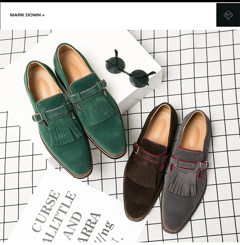 Fashion Luxury Men Shoes Casual Comfort Dress Shoe Male Minimalism Suede Leather Tassels British Brogues