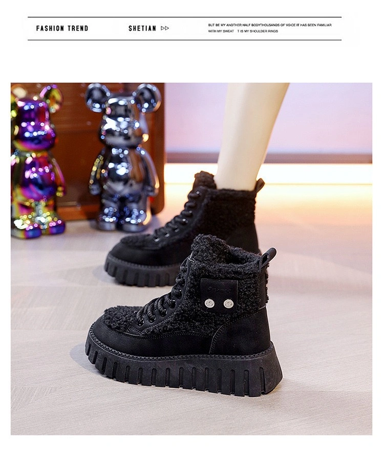 Wholesale Womens Sneakers Shoes Hiking Boots Shoes for Winter Plush Shoes with High Heels Sports Shoes Youth Gothic Shoes