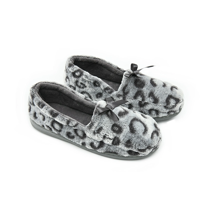 Factory Wholesale Trendy Leopard Mule TPR Outsole Indoor Bedroom Women Comfort Slippers