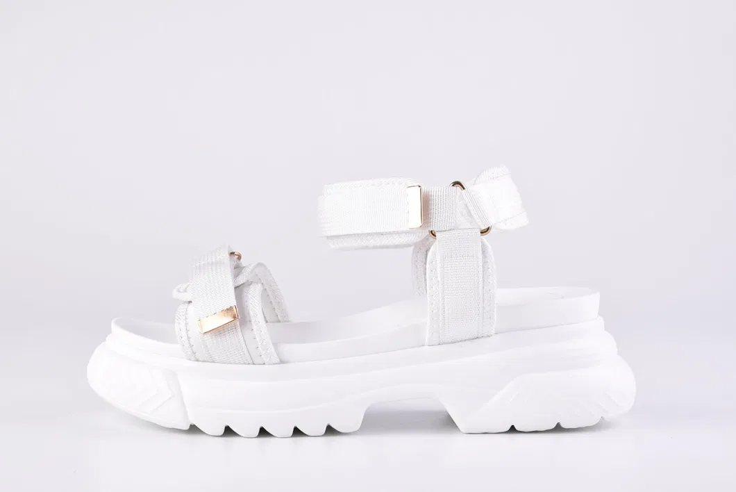 Women&prime; S White Platform Sandals Low Wedge Ankle Strap Open Toe Sandals