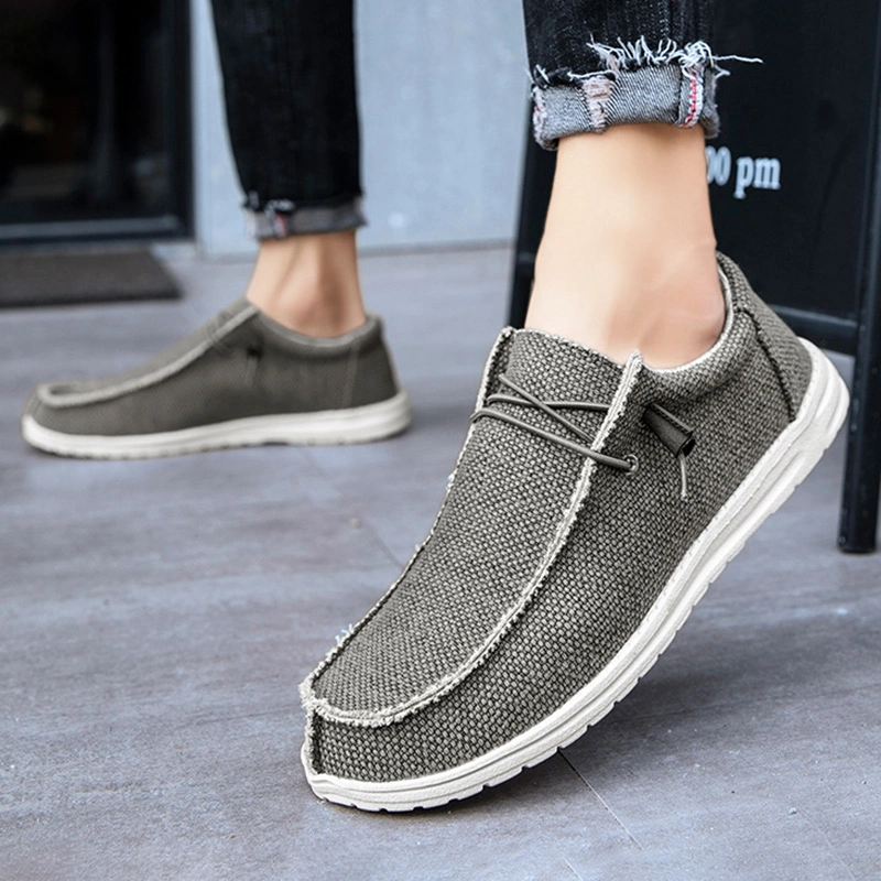 Mens Canvas Shoes Slip on Deck Shoes Boat Shoes Non Slip Casual Loafer Flat Outdoor Sneakers