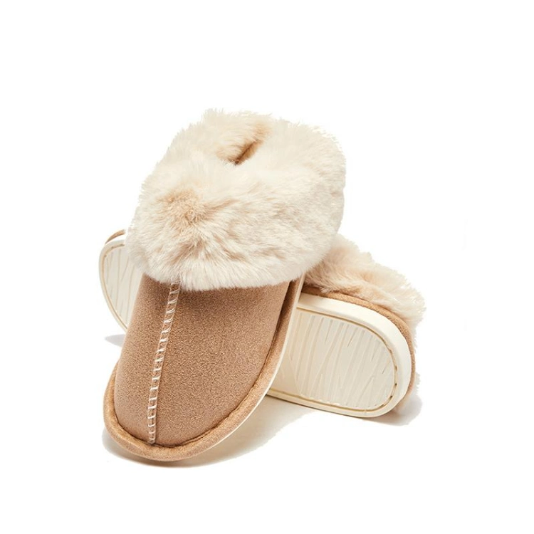 Amazon Hot Selling Classic Fluffy Soft Warm Slippers Women Faux Fur Cozy Winter Indoor Outdoor Household Shoes Mules Slippers