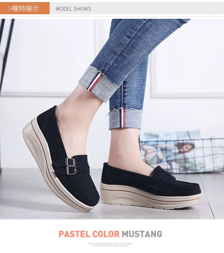 Exquisite Genuine Leather Shoes for Womens Fashion Designer Shoes Slip on Thick Sole High Heels Lady Shoes Female Shoes Footwear