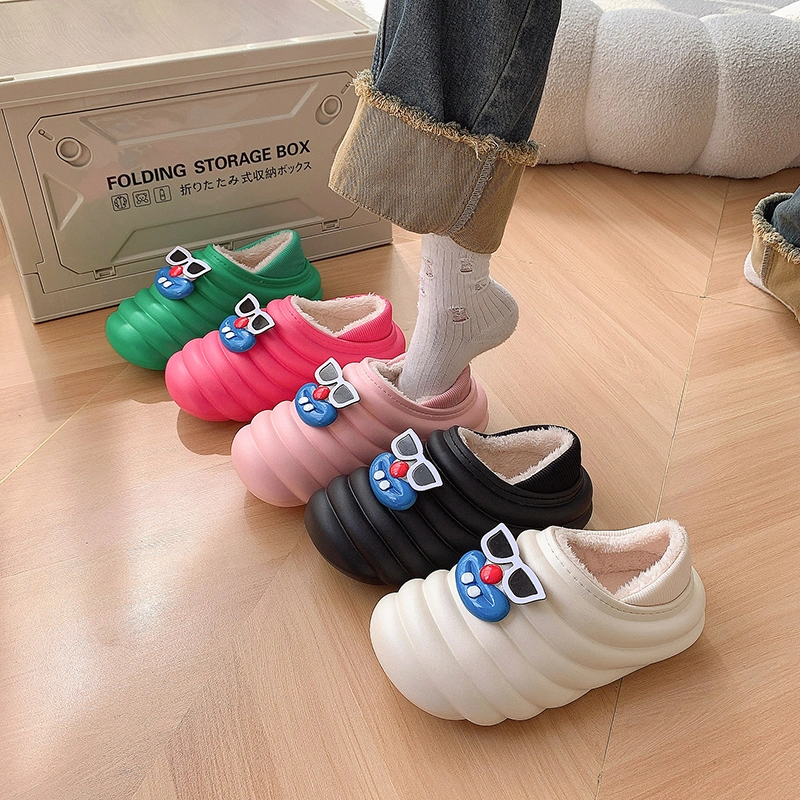 Waterproof Slippers Women Clogs Winter Fur Garden Shoes Warm Mules House Slippers