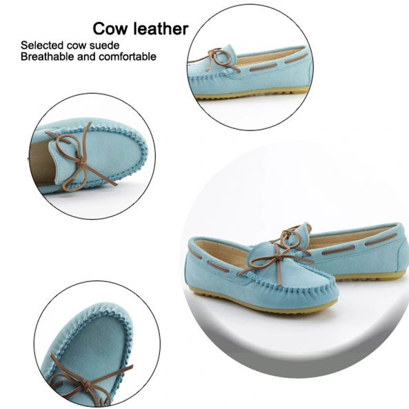 2024 Soft Cow Suede Flat Loafers Shoes Casual Walking Moccasins Shoes for Women