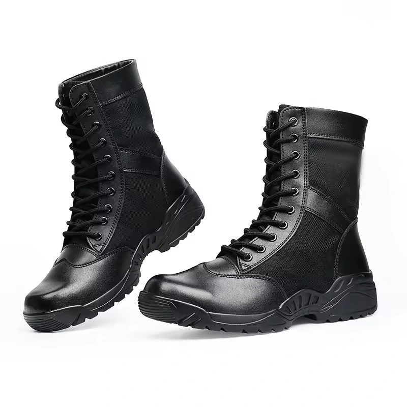 Hot Selling Men Leather Boots Us Tactical Boots Lightweight Combat Hiking Boots Black Leather Shoes