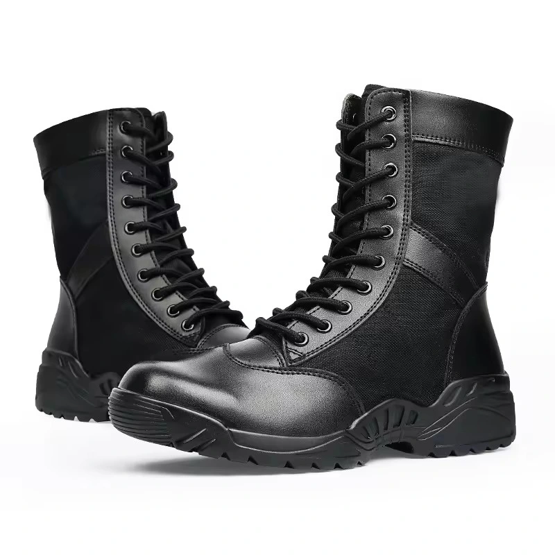 Hot Selling Men Leather Boots Us Tactical Boots Lightweight Combat Hiking Boots Black Leather Shoes