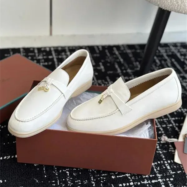 Summer Walk Women&prime;s Flat Heel Casual Shoes Loro Piano Mens Tasman Vintage Loafers Suede Dress Genuine Leather Sneakers Designer Moccasin Slip on Gift Shoe