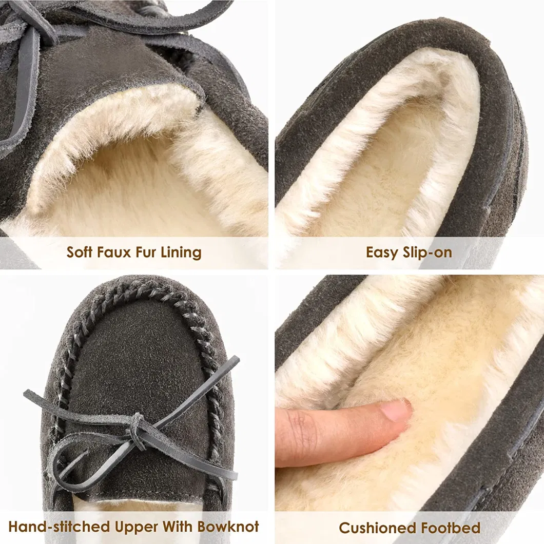 High Sale Fashion Women Faux Fur Cozy House Slippers Suede Leather Moccasin Shoes for Indoor and Outdoor Wear Wool Fur Slippers