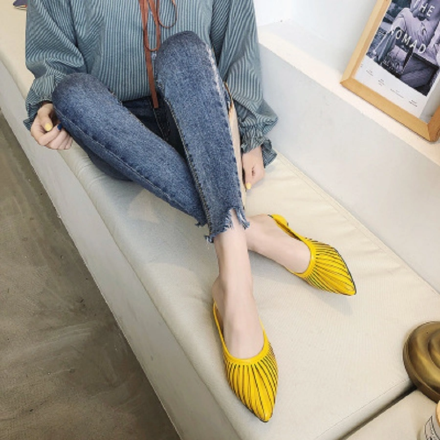 Fashion Mules Shoes Hollow PU Leather Slippers Women Pointed Toe Round Heel Slides Slip on Shoes Woman Sandals Esg13766