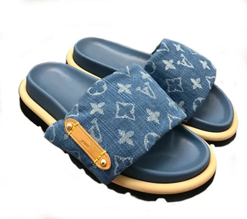 New Brand Sandals Comfortable Anti Slip Rubberfashionable Denim Fabric Brand Designer Shoes