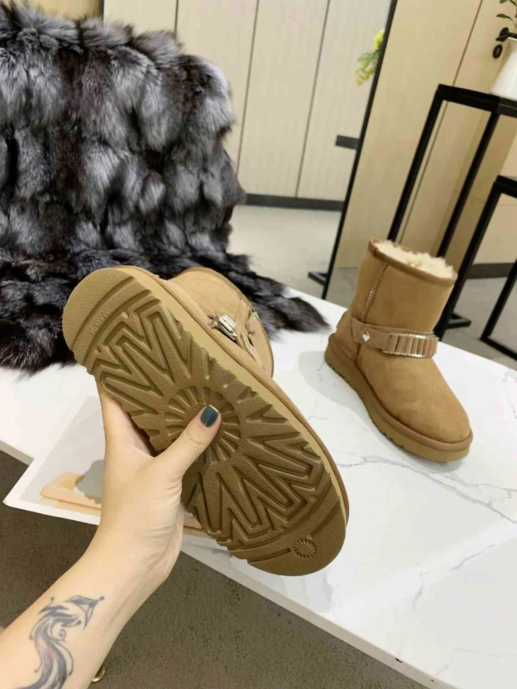 Fur Boot Sheep Skin Snow Boot Leather Shoes Lady Shoes Fashion Shoes