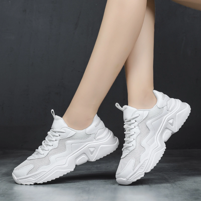 Womens Trend Breathable Sneaker Ladies Jogging Lace-up Shoes Casual Fashion Shoes Platform Jogging Sports Shoes