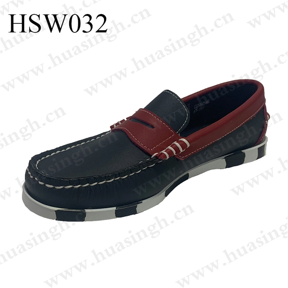 Ywq, Mask-Style Anti-Skid Rubber Outsole Flat Driver Shoe Hand-Welted Full Leather Dark Blue Causal Boat Shoe Hsw032