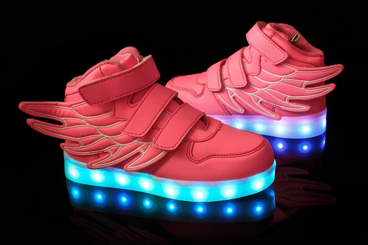 Fashion Kids Casual Shoes PU Leather USB LED Lights Shoes