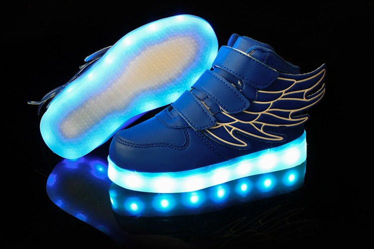 Fashion Kids Casual Shoes PU Leather USB LED Lights Shoes