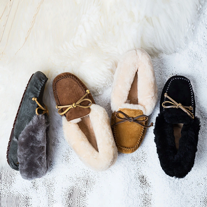 Women&prime;s Loafers Flat Shoes for Winter Plush Ladies Causal Non Slip Warm Moccasins Woman Comfort Flats Female Snow Boots