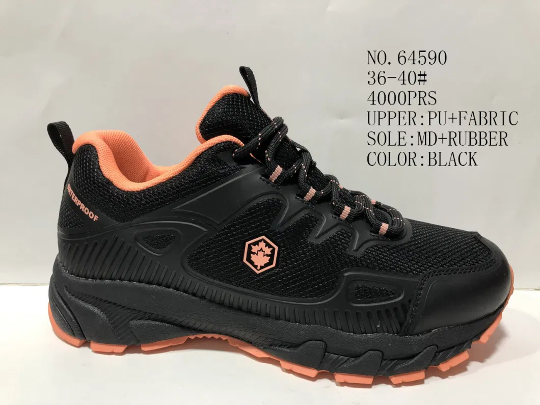 Black Lady PU&Fabric Upper Outdoor Fashion Hiking Shoes Rubber&MD Outsole Casual Shoes (NO. 64590)