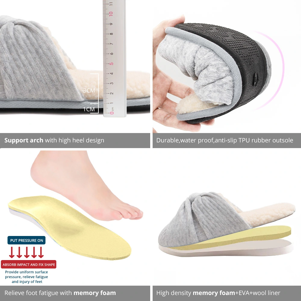 Women&prime;s Cross Band Fuzzy Slippers Fluffy Open Toe House Slippers Grey/Pink/Black/White/Red Soft Bedroom Shoes Wedding Bride Slippers for Girls Women Female