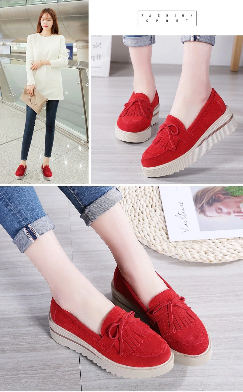 Wholesale Genuine Leather Fashion Designer Youth Shoes Women Slip on Loafers Shoes Lady Shoes for Women-S-Shoes Factory Platform Stock Shoes