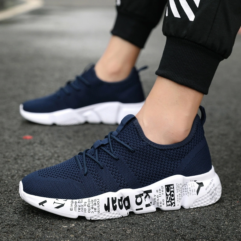 Stylish Breathable Knit Fabric Upper Men Sports Shoes