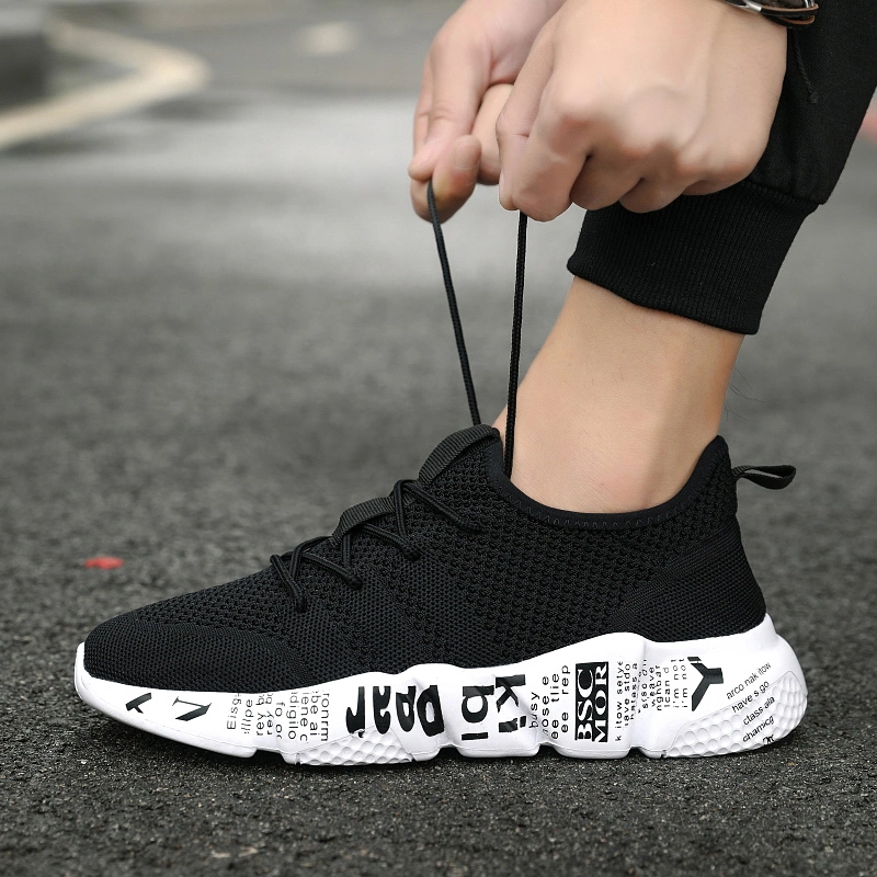 Stylish Breathable Knit Fabric Upper Men Sports Shoes